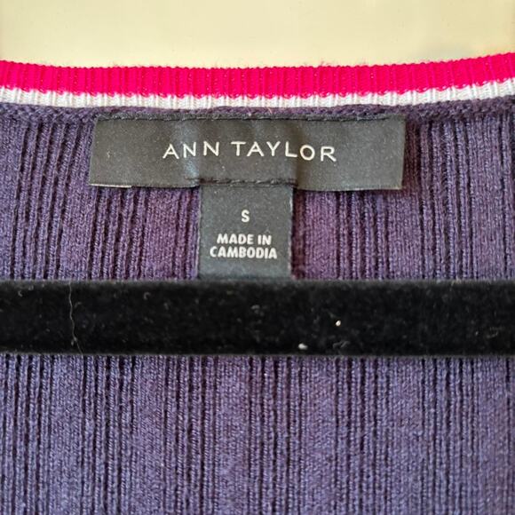 Vintage Ann Taylor Blue Ribbed 3/4 Sleeve Preppy Y2K Sweater Small - Picture 5 of 7